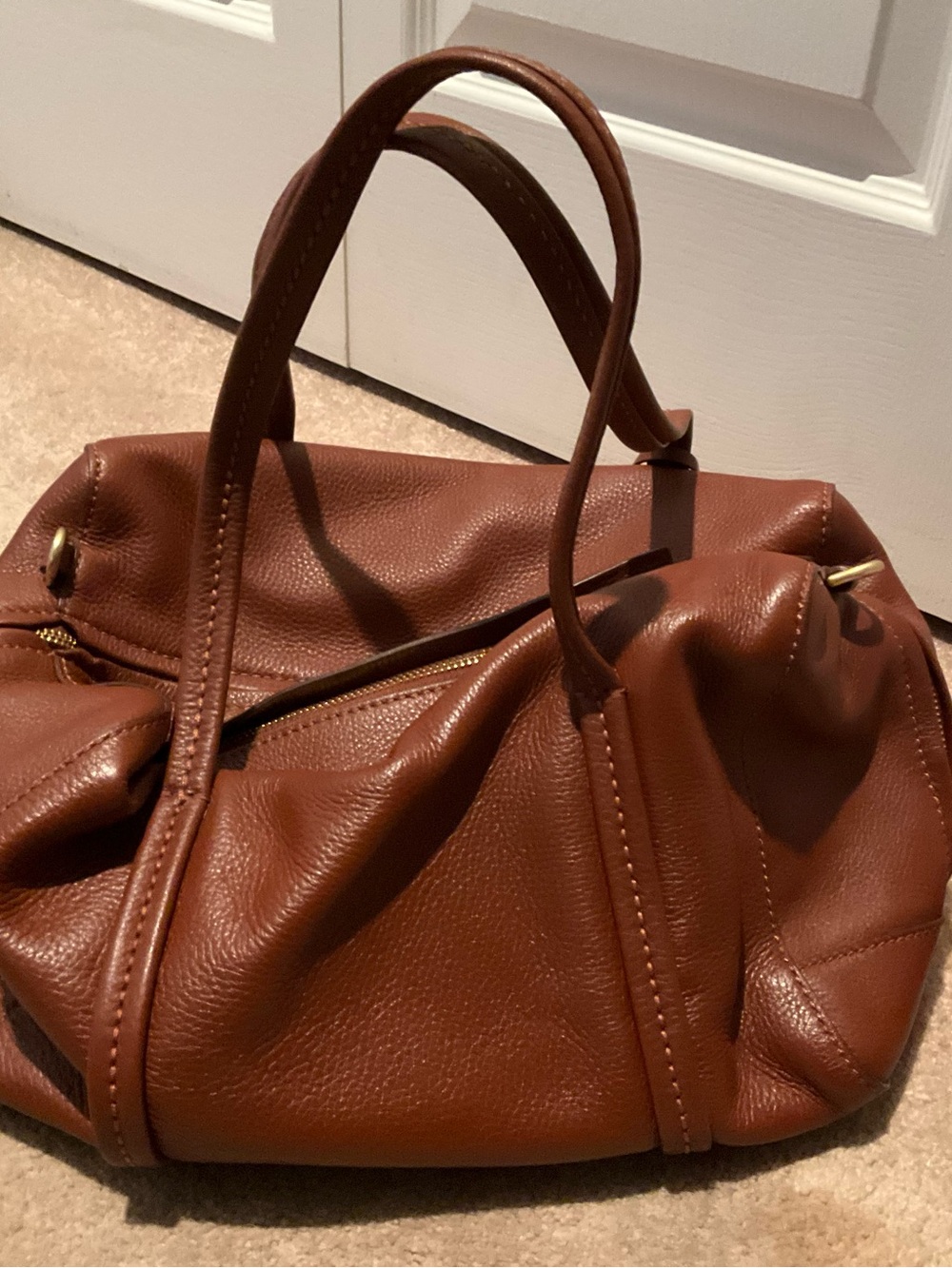 Vera Bradley Cognac Pebbled Leather Hobo Bag